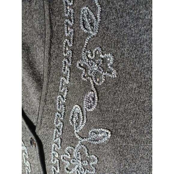 Y2K Vintage Beaded Vest Sweater Sz M Gray Boho Granny Retro Holiday Layer Preppy - Picture 5 of 16